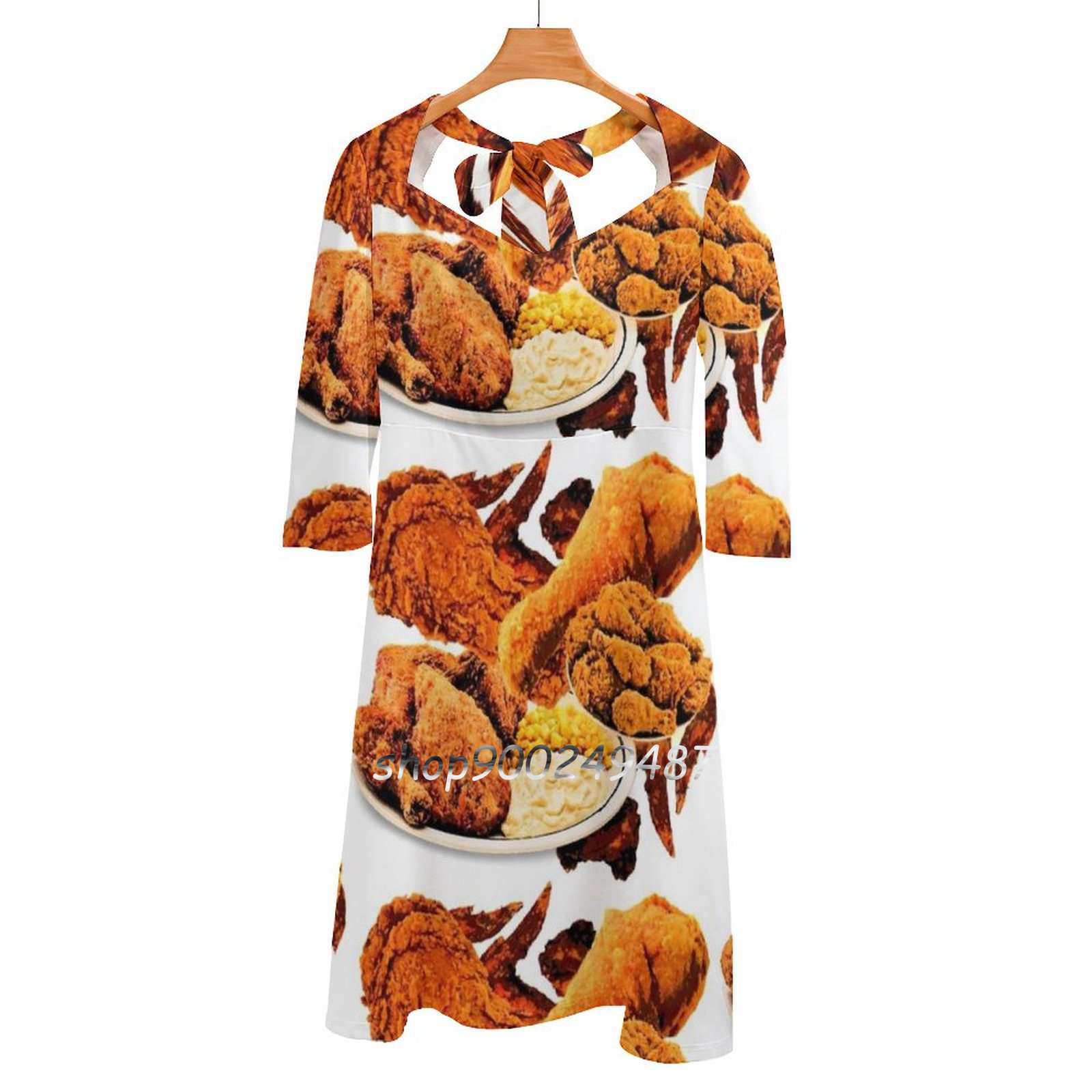 Yummy Food Snacks - Frango frito doce elegante vestido feminino