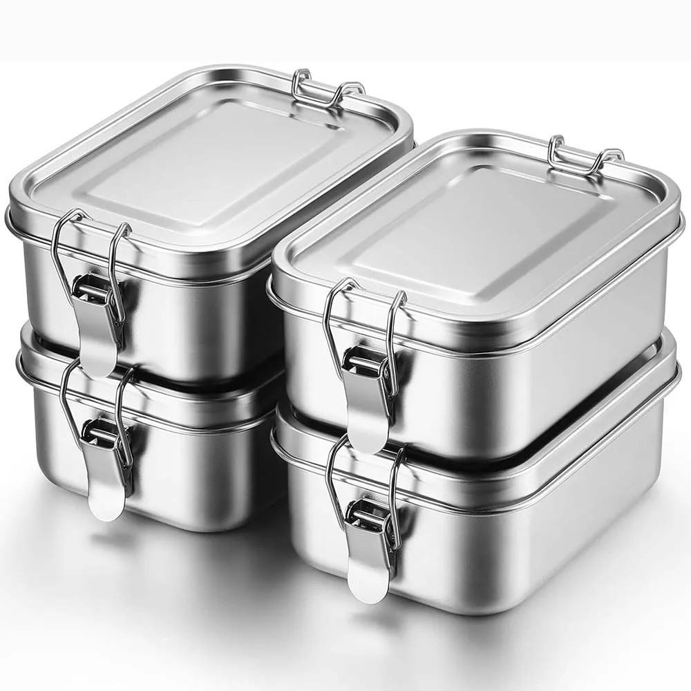 Food Snacks Box - Caixa bento de aço inoxidável, lancheira