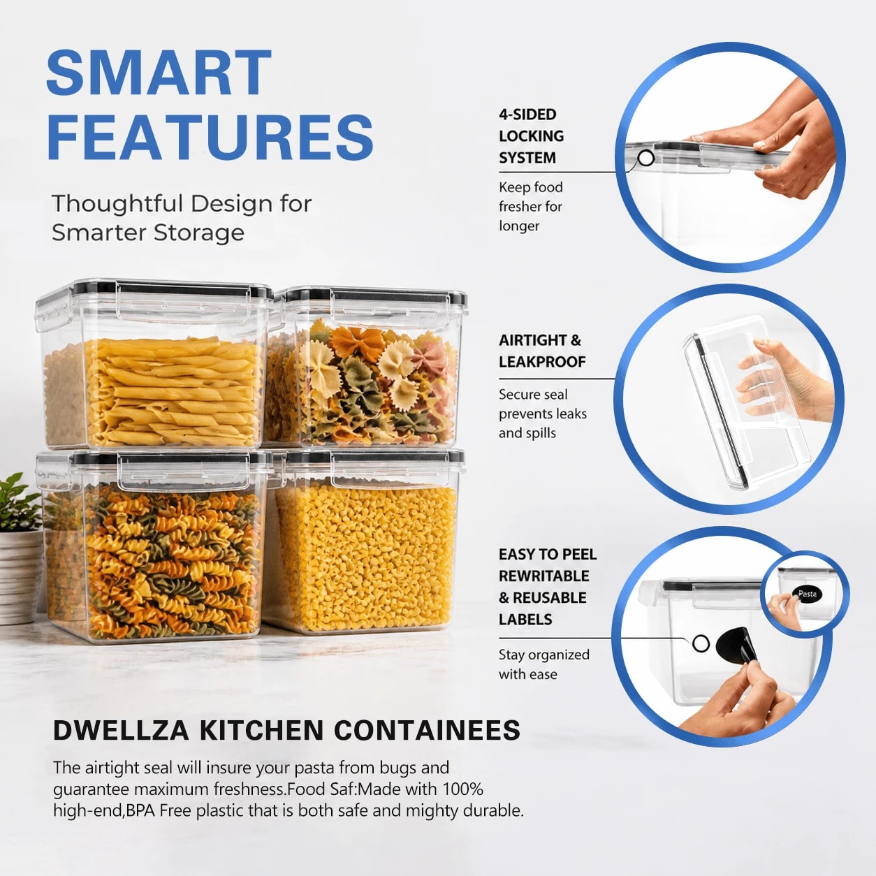 Conjunto de 8 Recipientes Herm - Food Snacks Label avaliação e preço