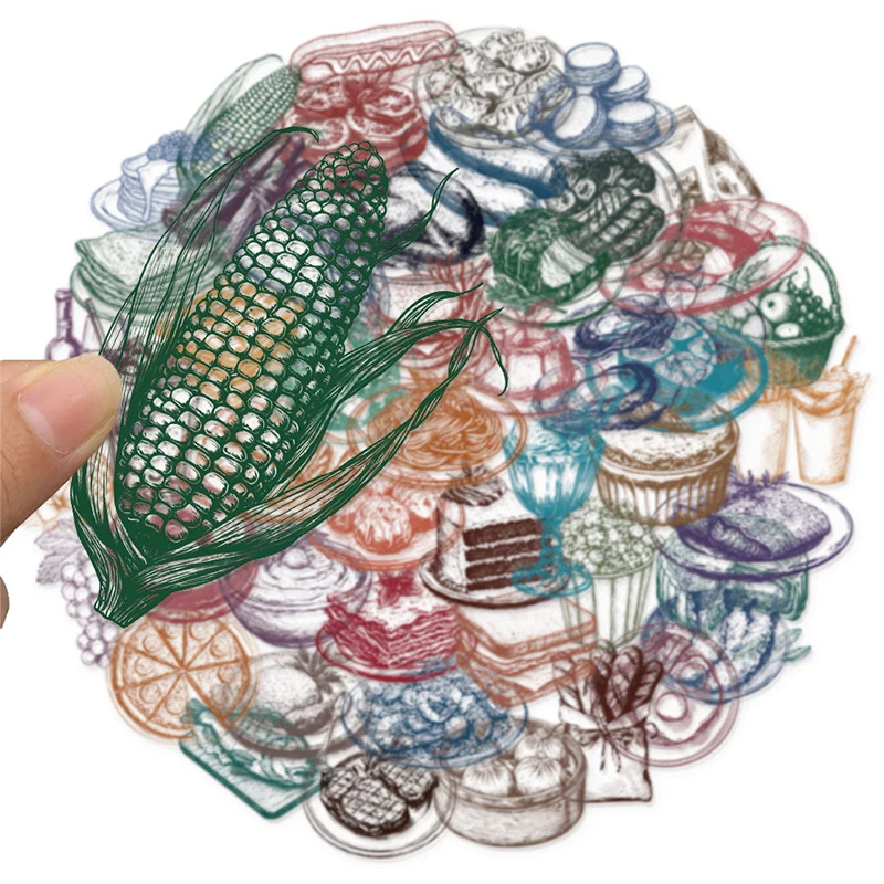 Conjunto de 50 Adesivos de Com - Yummy Food Snacks avaliação e preço